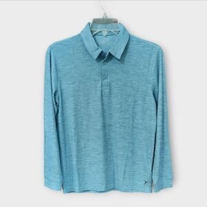 NWT Old Navy Active Heathered Blue Long Sleeve Polo ~sz XL(14-16) School Uniform